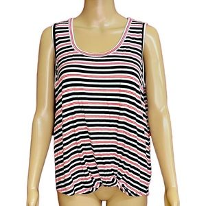 Christian Siriano Red White and Blue Striped Twist Knot Tank Top Size Large